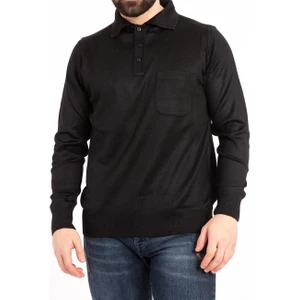 Nacar Store Erkek Ince Yün Triko Örgü Polo Yaka Düğmeli  Baba Kazak