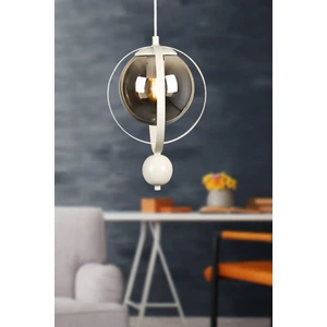 Jüpiter Tekli Avize Beyaz Füme Cam