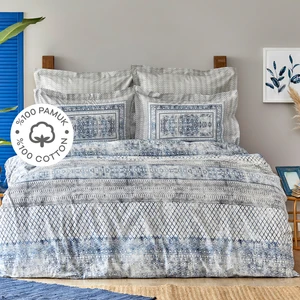 Karaca Home Gianna İndigo %100 Pamuk Çift Kişilik Nevresim Takımı