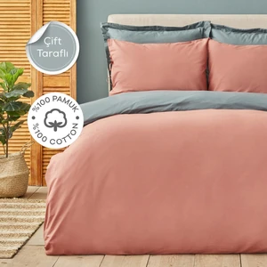 Karaca Home Basic Terecota Petrol %100 Pamuk Çift Taraflı Çift Kişilik Nevresim Takımı