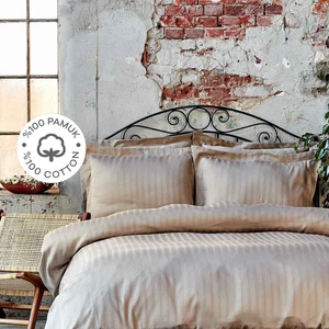 Karaca Home Charm Bold Bej Saten %100 Pamuk Çift Kişilik Nevresim Takımı
