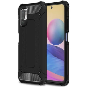 - Xiaomi Redmi Note 10 5G - Kılıf Çift Katman Zırh Tank Crash Military Kapak - Siyah - T18216