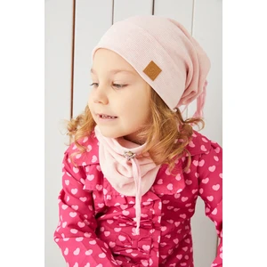 Kız Bebek Çocuk Pudra Ip Detaylı Şapka Bere Boyunluk Takım Rahat %100 Pamuklu Kaşkorse Yerli