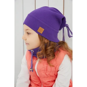 Kız Bebek Çocuk Mor Ip Detaylı Şapka Bere Boyunluk Takım Rahat %100 Pamuklu Kaşkorse Yerli