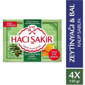 Hacı Şakir Hacı Şakir Zeytinyağı & Bal Saf Kalıp Sabun 4X150 gr  El Sabunu