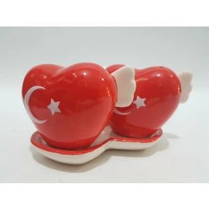 Türk Bayraklı Kalpli Tuzluk