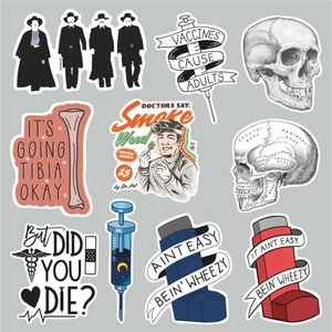 Zobar Markt Renkli Doktor Medicine Temalı Laptop Notebook Tablet Sticker Set 3