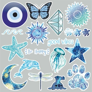 Zobar Markt Vsco Blue Laptop Notebook Tablet Sticker Set 1