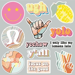 Zobar Markt - Good Vibes Temalı Laptop Notebook Tablet Sticker Set 8