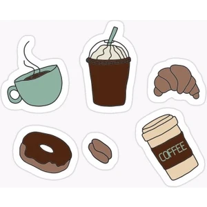 Zobar Markt Zobarmarkt Coffee Temalı Defter Ajanda Planner Bullet Journal Laptop Sticker, 6 cm