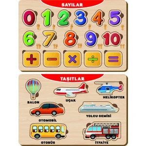 Ahşap Bul Tak Eğitici 2 Adet Yapboz Puzzle Seti