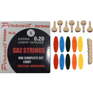 Müzik Profesyonel Piramit Uzun Sap 0.20 Bağlama Teli + 7 Adet Burgu+ 10 Adet Tezene + Eşik