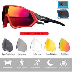 Değişebilir 5 Lens Mtb Polarize Bisiklet Spor Dağ Kayak Gözlüğü