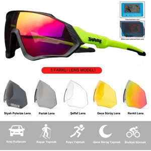Değişebilir 5 Lens Mtb Polarize Bisiklet Spor Dağ Kayak Gözlüğü