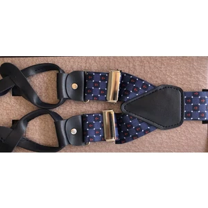 Kemer Sepeti Mavi Beyaz Noktalı Düğmeli Pantolon Askısı