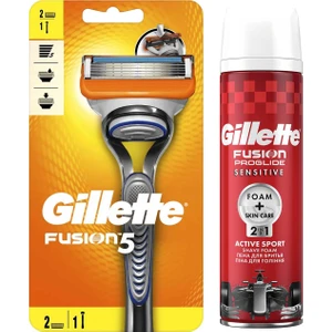 Fusion 5 Tıraş Makinesi + 2 Yedek Tıraş Bıçağı +Gillette Fusion Proglide Tıraş Köpüğü 250ML