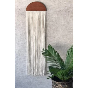 Deepb Makrome Duvar Dekoru - Mdf ve Makrome Duvar Süsü - Krem 25 cm