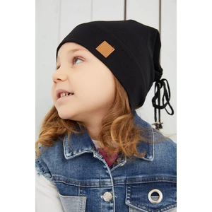 Kız Bebek Çocuk Siyah Şapka Bere El Yapımı Rahat Cild Dostu %100 Pamuklu Kaşkorse