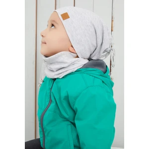 Erkek Bebek Çocuk Melanj Ip Detaylı Şapka Bere Boyunluk Takım Rahat %100 Pamuklu Kaşkorse