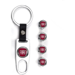 Fiat Paslanmaz Çelik Sibop Kapağı ve Anahtarlık Seti Krom Renk
