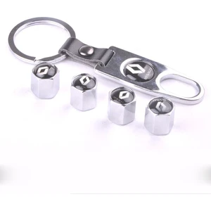 Renault Paslanmaz Çelik Sibop Kapağı ve Anahtarlık Seti Krom Renk