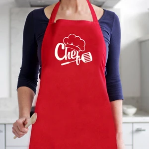 Kırmızı Önlük Chef Aşçı Şef Mutfak Önlüğü