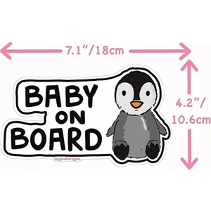 Zobar Markt Baby On Board Penguen Araç Sticker, 18 x 10 cm