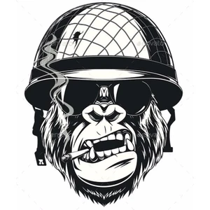 Zobar Markt Sigara Içen Goril Araç Kask ve Motor Sticker, 12 cm