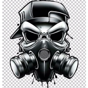 Zobar Markt Gaz Maskeli Kuru Kafa Araç Motor ve Kask Sticker, 12 cm