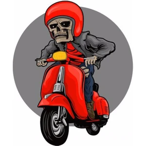 Zobar Markt Vespa Iskelet Araç Motor Sticker, 12 cm