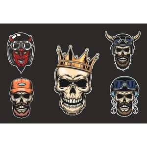 Zobar Markt 5'li Motorsiklet Kask Sticker Set 1 Adet (12X7,5) 4 Adet (6x6)