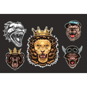 Zobar Markt 5'li Motorsiklet Kask Sticker Set 1 Adet (12X7,5) 4 Adet (6x6)