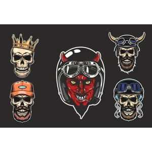 Zobar Markt Motorsiklet Kask Sticker Set 5'li