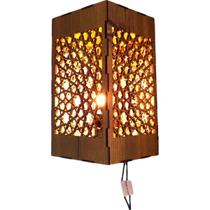 Otantik Desenli Modern Ahşap Mdf Lazer Kesim Rustik Salon Aplik