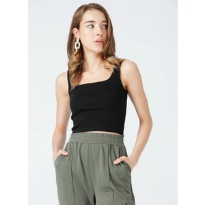 Kare Yaka Fitilli Siyah Kadın Atlet TARRAN