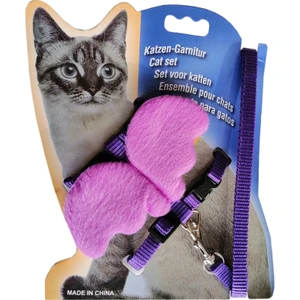 Kanatlı Melek Kedi Göğüs Bel Tasması 20*32 cm Mor