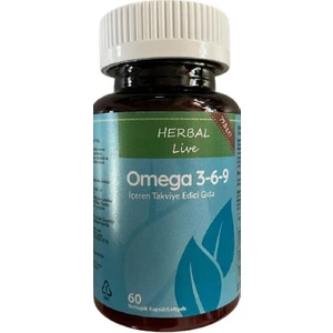 HERBAL Live Omega 3 6 9 balık yağı , primroz yağı keten tohumu yağ 60 yumuşak kapsül