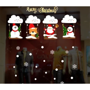 Eğlence Marketi Yılbaşı Cam Sticker Statik Çekim Özellikli Asmalı Süsler Geyik Noel