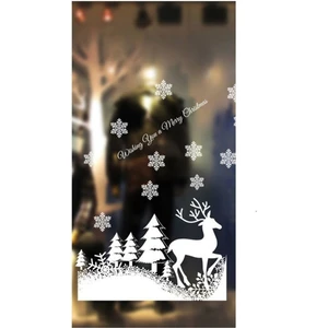 Eğlence Marketi Yılbaşı Çam Ağacı ve Geyik Temalı Plastik Elektrostatik Çıkartma Sticker