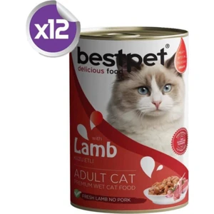 Kuzu Etli Konserve Yetişkin Kedi Maması 12 x 400 gr