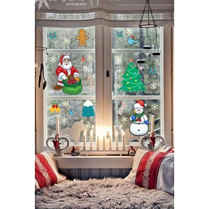 Echo Home Yılbaşı Noel Baba ve Kardan Adam Temalı Cam Duvar Sticker