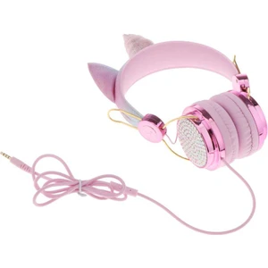 Güzel Unicorn Glitter Çocuklar Kulaklık Kız Çocuklar Için Mikrofon Mikrofon ile Pink 1 (Yurt Dışından)