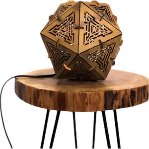 Salon ve Yatak Odası Için Kartopu Doğal Ahşap Mdf 3D Puzzle Lazer Kesim Abajur  - Masa / Gece Lamba