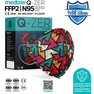 Qzer New Young Desenli Ffp2 N95 Maske Meltblownlu
