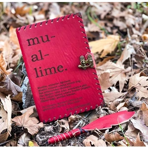 Öğretmene Hediye Muallime Deri Defter Kırmızı