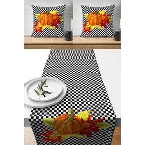 Lux Vie Runner Özel Tasarım Premium Kumaş, 2 Adet  Kırlent Kılıfı ve 1 Adet  Runner Set