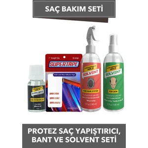 Performance Hold Ultra Bond Yapıştırıcı & Cilt ve Protez Saç Solvent Seti & Super Tape Protez Saç Bandı 36 Adet Düz