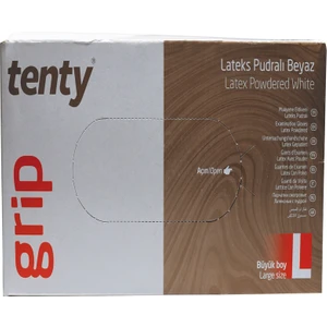 grip Tenty Latex Pudralı Eldiven L Beden 100'lü