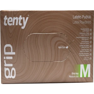 grip Tenty Latex Pudralı Eldiven M Beden 100'lü
