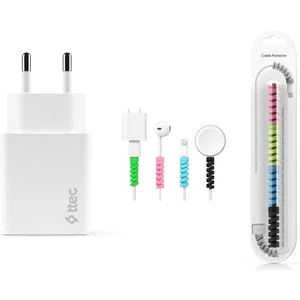 Nezih Case Iphone X/xs/11/12/13 Serilerine Uyumlu Ttec Yeni Nesil 20W Güç Adaptörü ve Spiral Kablo Koruyucu